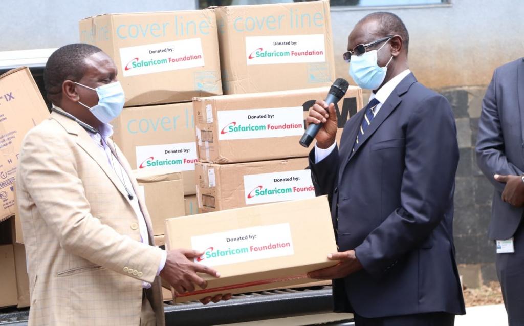 Governor Kiraitu receives PPEs donation from Safaricom PLC.