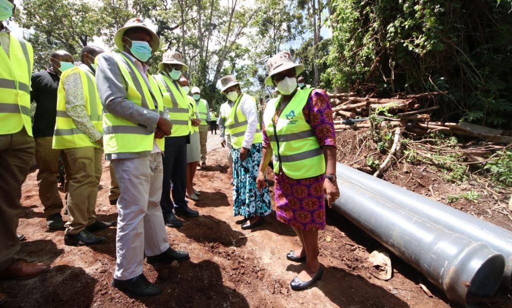 GOVERNOR KIRAITU ACCOMPANIED BY TWO CABINET SECRETARIES INSPECT ONGOING CONSTRUCTION OF MEGA WATER PROJECT IN BUURI.