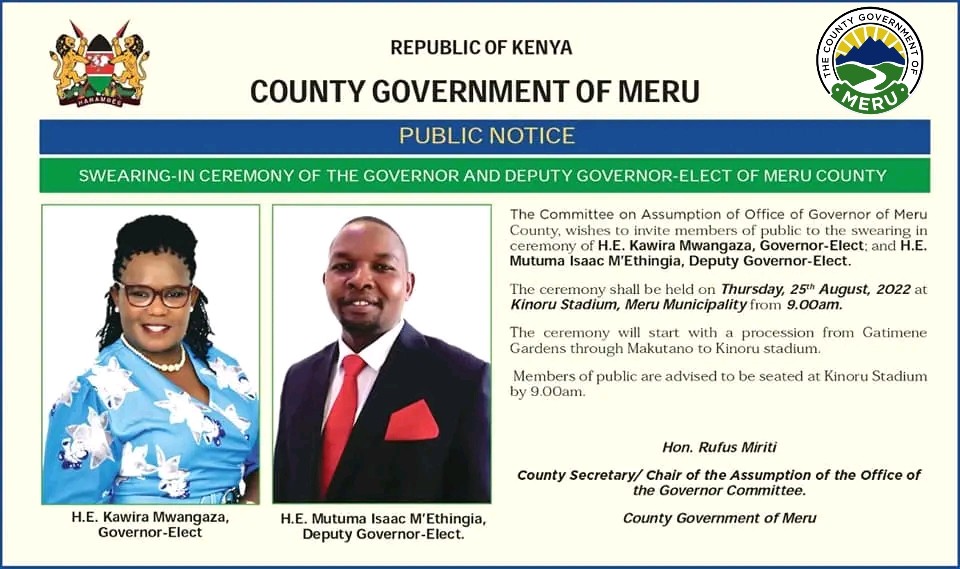SWEARING-IN CEREMONY OF THE GOVERNOR-ELECT & DEPUTY GOVERNOR-ELECT.
