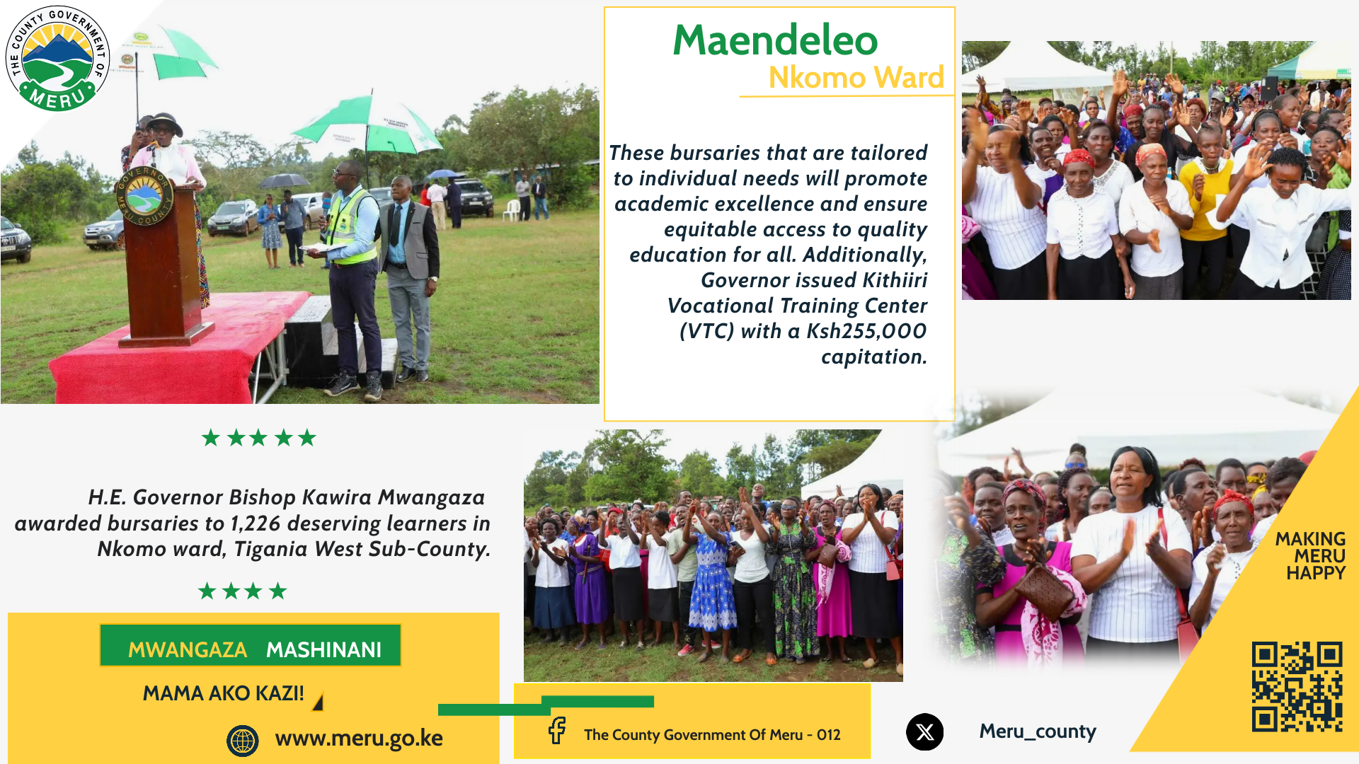 Key Initiatives in Tigania West Sub-county: Governor Mwangaza's Retention Enhancement Fund, VTC Capitation, and Ward Fund Projects