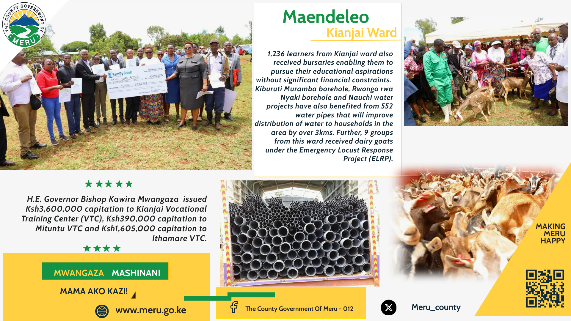 Key Initiatives in Tigania West Sub-county: Governor Mwangaza's Retention Enhancement Fund, VTC Capitation, and Ward Fund Projects