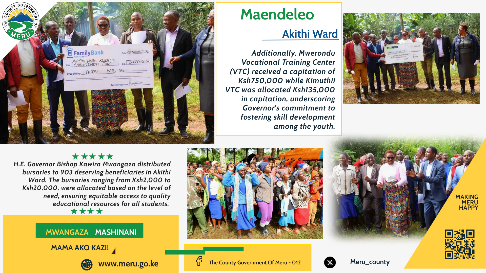 Key Initiatives in Tigania West Sub-county: Governor Mwangaza's Retention Enhancement Fund, VTC Capitation, and Ward Fund Projects