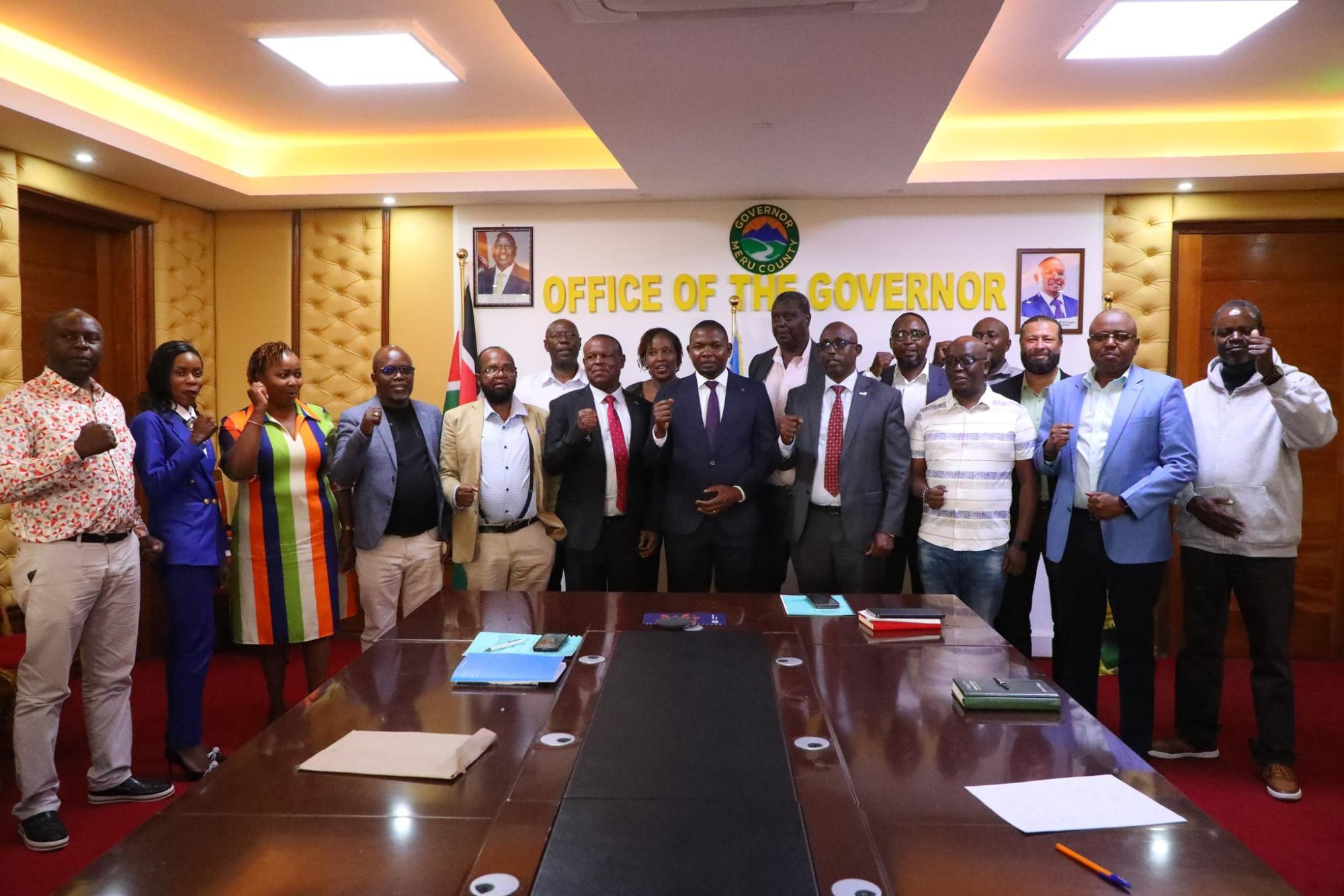 GOVERNOR MUTUMA M'ETHINGIA ENGAGES WITH MERU CHAMBER OF COMMERCE BOARD MEMBERS.