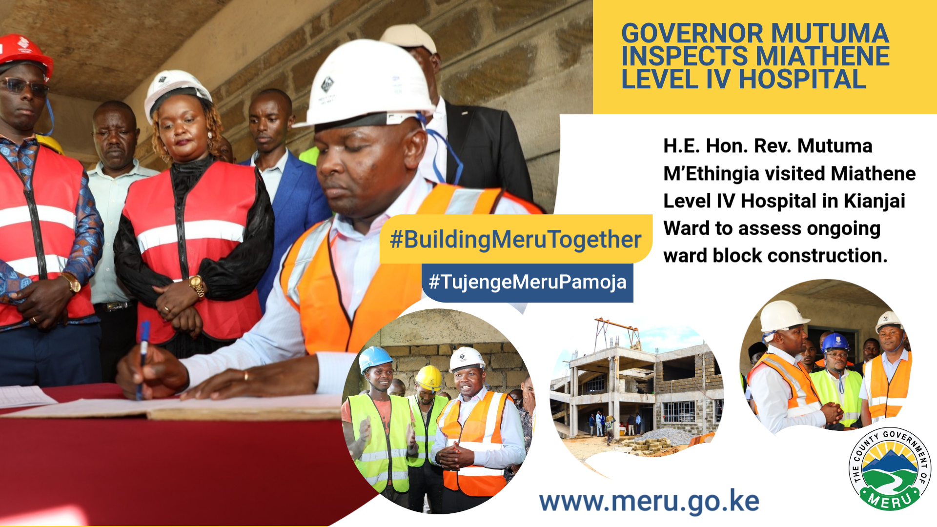 GOVERNOR MUTUMA INSPECTS MIATHENE LEVEL IV HOSPITAL, PLEDGES TO ADDRESS GAPS IN HEALTHCARE.