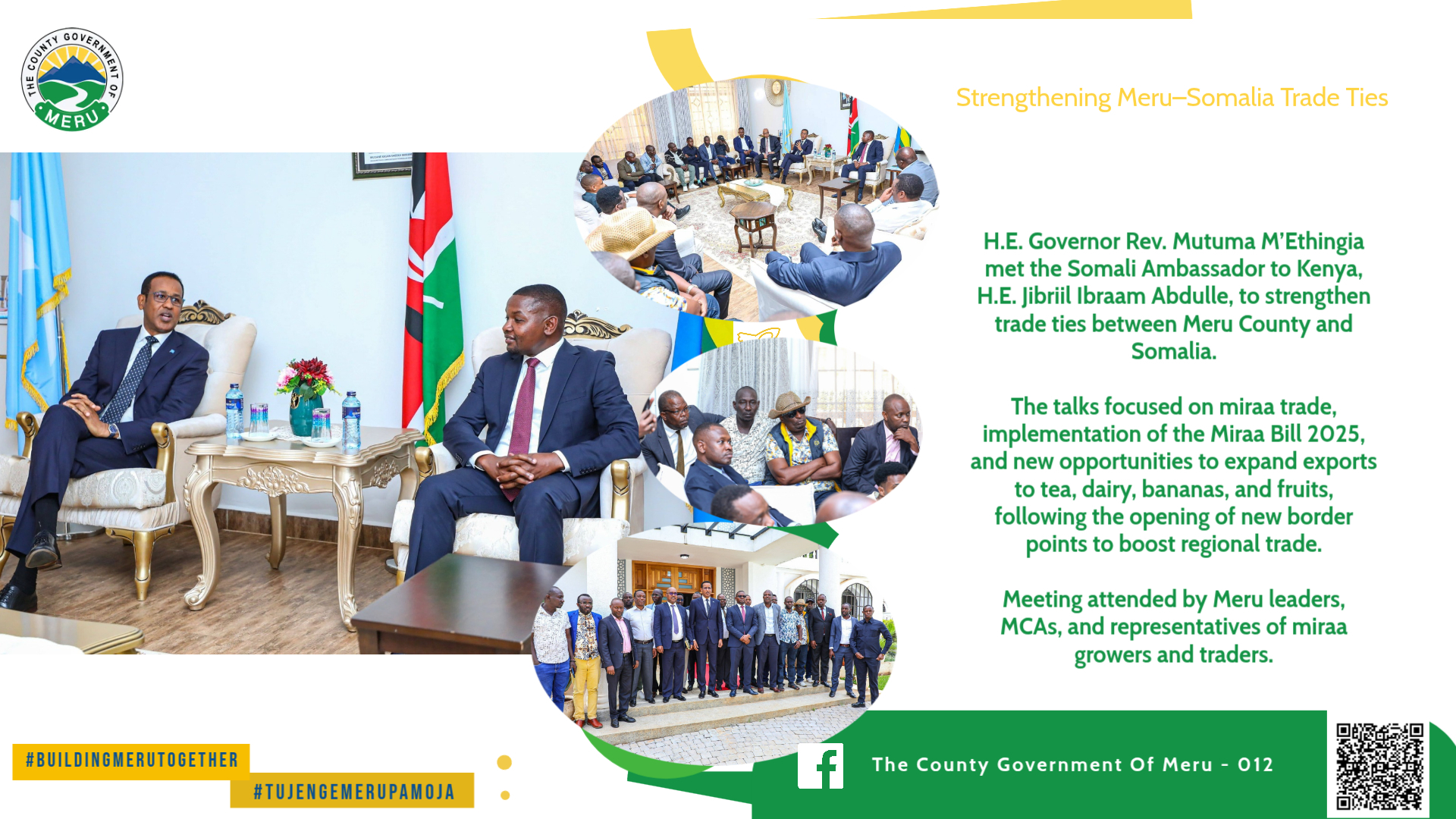 Governor Mutuma Leads Meru Somalia Trade Talks On Miraa And Agriculture.