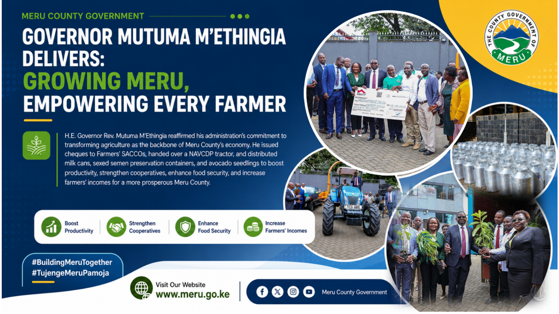 H.E. Governor Rev. Mutuma MEthingia Reaffirms Commitment to Transforming Agriculture in Meru County.