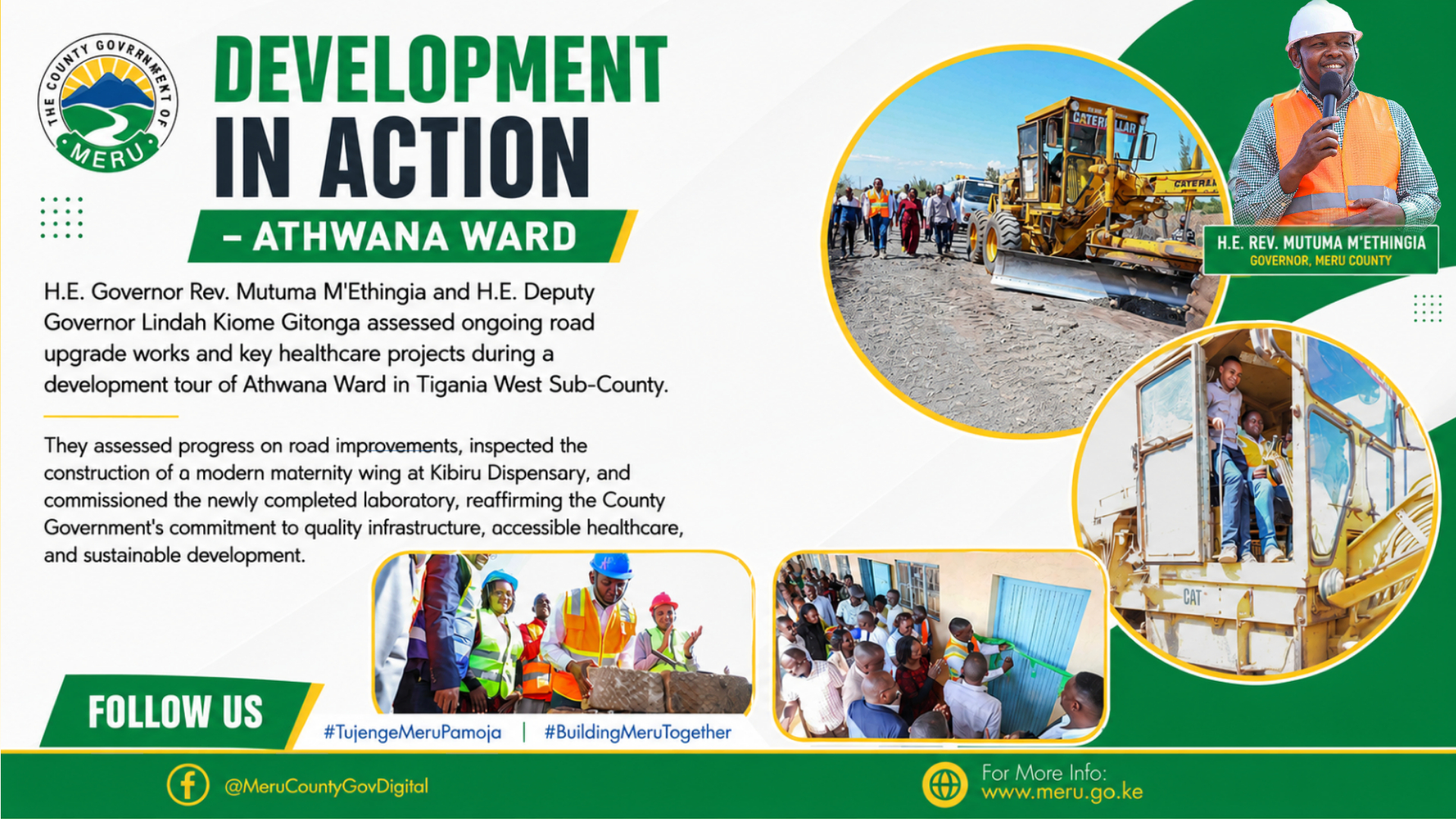Governor Mutuma and Deputy Governor Lindah Inspect Road and Health Projects in Athwana Ward