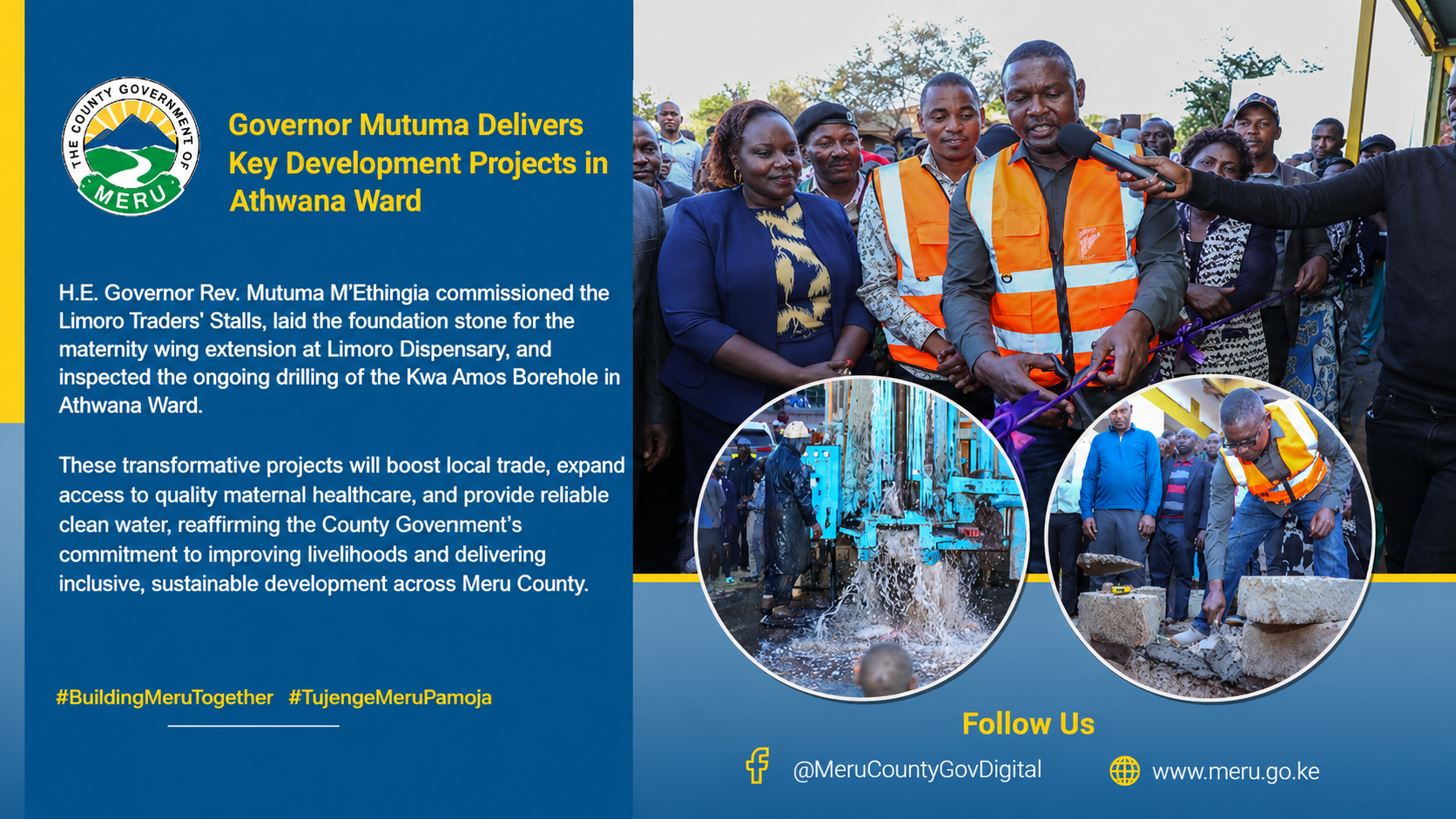 Governor Mutuma Commissions Key Development Projects in Athwana Ward.